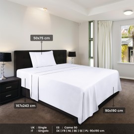 Utopia Bedding 3 Piece Bed Sheet Set Single, White – Fitted Sheet, Flat Sheet with 1 Pillow Case 50x75 – Wrinkle, Shrinkage and Fade Resistant – Soft Brushed Polyester Microfiber Fabric