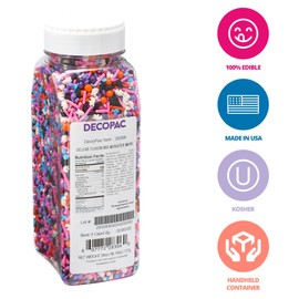 DECOPAC Monster Mash Deluxe Fusion Mix, 26oz, Fancy Candy Sprinkles in Handheld Container, Edible Sprinkles For Celebration Cakes, Cupcakes, Cookies and Donuts, Multicolored - Orange, white and black