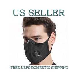 GreenStorm Nylon Mesh Face Mask w/ Replaceable PM2.5 HEPA Carbon Filter (Solid Black)