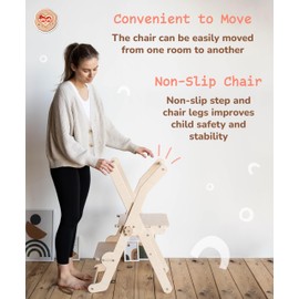 Woodandhearts toddler tower, Made in EU, toddler tower, toddler stool, foldable toddler tower, toddler standing tower, toddler stool for kitchen, toddler tower foldable, toddler kitchen stool