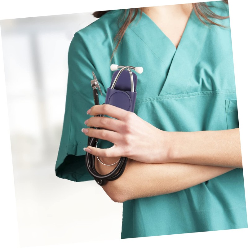 Baluue Stethoscope Holder Clip Pu Leather Stethoscope Protector for and