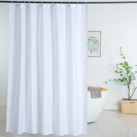 WellColor Shower Curtain Liner 76 Inches Long, Heavy Duty Water Repellent Polyester Bathroom Fabric Shower Curtains for Spa and Hotel Quality, Machine Washable, 72 x 76 Inch