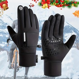 Winter Outdoor Gloves, 1 Pair Touch Screen Non-slip Waterproof Windproof Gloves for Cycling, Skiing, Hiking, Sports, Outdoor Sports Accessories - Color: Black, Specification: L