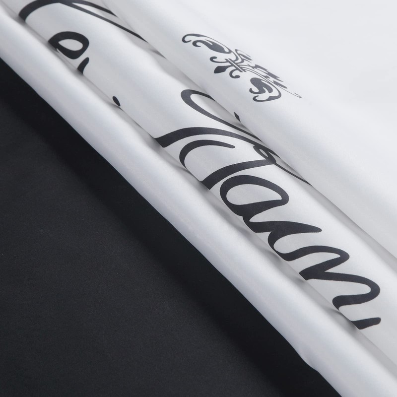 Le Bain Black Fabric White Printed Shower Curtain,Polyester Fabric Shower