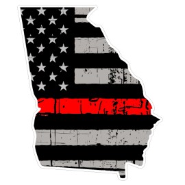 CustomDecal US Georgia State (C11) Thin Red Line Vinyl Decal Sticker Car/Truck Laptop/Netbook W
