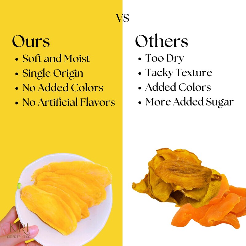 KIRI Premium Dried Mango from Thailand (2 Packs), Soft &