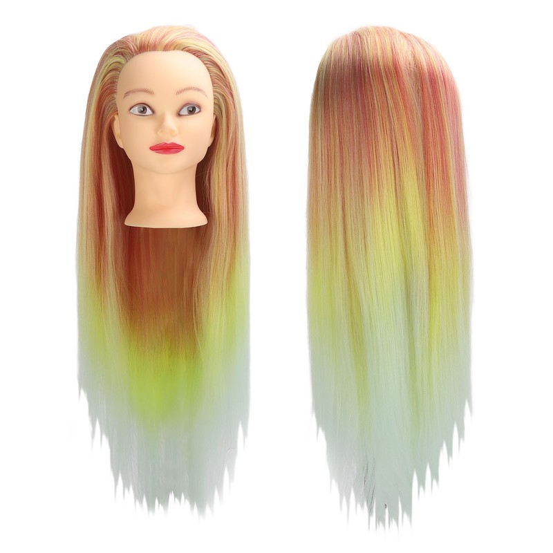 Hairdressing Mannequin Head Synthetic Braiding Hair Hairdresser Head Gradient Orange