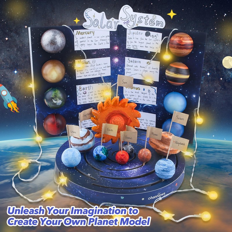 Ohanniewa Solar System Project Kit for Kids, Mixed Sized Foam