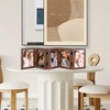 5-folding Hinged Picture Frames, 4x6 Inch High Definition Natural Wood