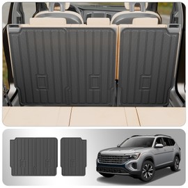 Thinzyou Kick Mat Compatible with 2018-2024 2025 Volkswagen Atlas (NOT for Cross Sport) Trunk Mat Trunk Liner Cargo Liner Cargo Mat Back Seat Cover 2023 VW Atlas Accessories (2nd Row Backrest Mat)