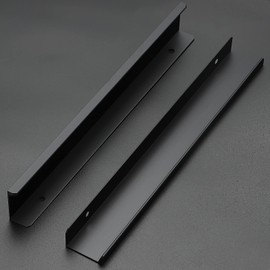 Ravinte 6 Pack Finger Pulls for Cabinets 254mm/10 Length Black Edge Pulls Matte Black Finger Cabinet Pulls Concealed Handles for Kitchen Drawer Finger Edge Pull Tab Handle