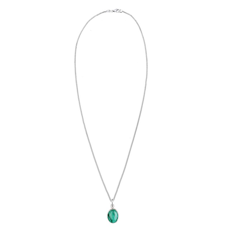 Elli Basic Malachite Gemstone Necklace, Gold-Plated 925 Silver, 925 Sterling