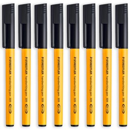STAEDTLER 309 Handwriting Pen - 0.6mm Nib - Home, School, Office, Work Stationery (Black, Pack of 8)