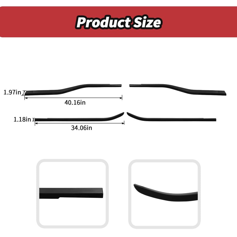JeCar Window Molding Trim for 2021+ Ford F150 Black Outer