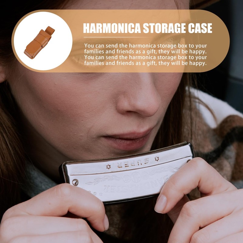 Alasum Harmonica Leather Case, Harmonica Storage Holder, Harmonica Storage Bag,