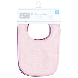 Hudson Baby Unisex Baby Drooler Bib with Waterproof Lining, Pink Yellow, One Size