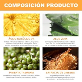 cido Gliclico 7 Solucin Rejuvenecimiento Tonificante Para Manchas Y Acn, 240ML reafirmante tonificante de cido gliclico al 7 Aclara el color de la... 