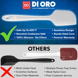 DI ORO Silicone Spatula - 600°F Heat-Resistant Rubber Kitchen Spatula for Baking, Scraping, & Mixing - BPA Free Nonstick Cookware Safe Flexible Utensil for Cooking - Seamless & Dishwasher Safe (Stone)