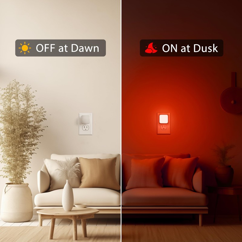 Briignite Red Night Lights Plug into Wall, Nightlights with Light