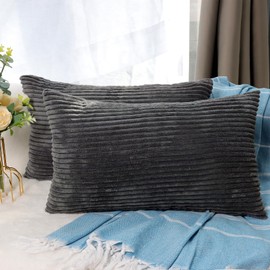 CALIYO Cushion Cover Corduroy Plain Set of 2 Cushion Covers 40 x 80 cm Cushion Covers for Decorative Cushions Sofa Cushion Couch Cushion in Many Colours