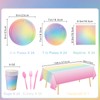 169 PCS Rainbow Party Decorations Disposable Paper Plates, Napkins, Cups,
