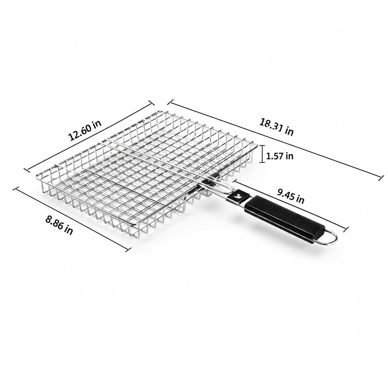 Rolling Grill Basket, Stainless Steel BBQ Grilling Basket with Removable