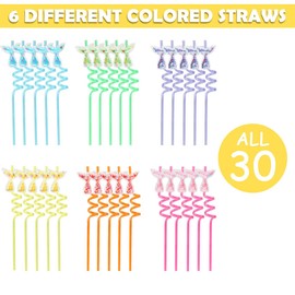 30Pcs Glitter Mermaid Party Favors, Mermaid Tail Plastic Straws, Reusable Straws for Valentines Day Wedding Party Festival Mermaid Birthday Party Supplies