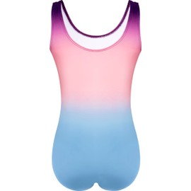 Mulnall Gymnastic Leotard for Girls Kids Diamond Splice Dance Leotard Gradient Color Sparkle Ballet Gymnastics Athletic Sleeveless Leotards for Little Girl Dancewear 3-12Years(23613-08-L)