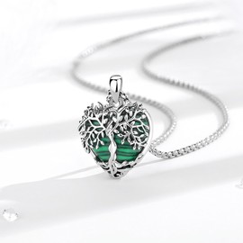 AEONSLOVE Tree of Life Necklace with Crystal, Tree of Life Moonstone Necklace for Women Turquoise Amethyst Pendant Obsidian Malachite Stone Chain Healing Stones Jewellery, Copper copper Malachite