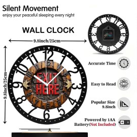 25cm Iron Wall Clock with a Slate or Stone Center Insertsheet size: 10 inch, color: Black