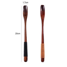 2 Pcs Natural Wooden Mixing Spoon for Milk Honey, Good Grip Long Handle Teaspoon Coffee Spoon Espresso Spoon Stirring Spoon Dessert Spoon