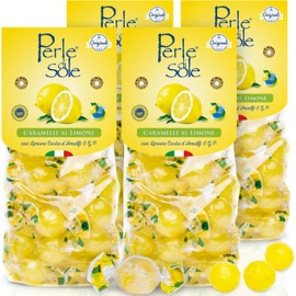 The original Perle di Sole Lemon Hard Candy Drops - Italian Candy Individually Wrapped - Made with Essential Oils of Amalfi Coast P.G.I. Lemon (7.05 oz | 200 g) - Pack of 4