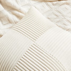 FDTERN 1 Piece Beige Cushion Cover, 70 x 70 cm, Soft Corduroy Cushion Cover, Decorative Cushion Cover, Sofa Cushion, Decorative Cushion, Boho Decoration for Sofa, Bedroom, Living Room, Balcony