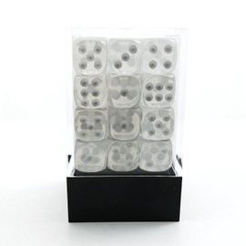 Bescon Cube W6 12 mm 36 Brick Box, 12 mm Six Sided Die (36) Block of Dice, Transparent White