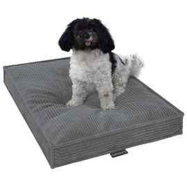 MyBestBuddy Dog Cushion Visco Grey 60 x 40 cm S with POSO Cord Fabric with Viscose Foam and Comfort Foam Flakes, Washable at 40°C - Dog Bed / Pet Bed for Small Dogs or Cats, 60 x 40 cm