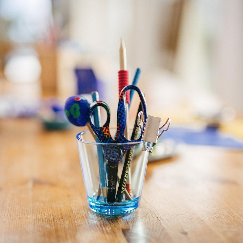 Fiskars Designer Non-stick Blunt-tip 5" Kids Scissors, Bright Pixels