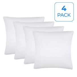 SUPERIOR Down Alternative Solid Pillow Set, Euro 24" X 24" (Set of 4), White