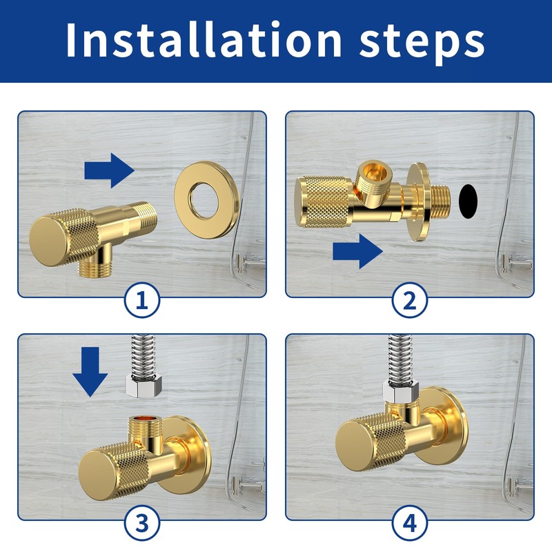Bathroom Angle Stop Valve Shut Off Quarter Turn Hot Cold