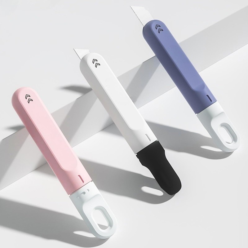 3 PCS Small Box Cutter, Small Utility Knife, Mini Pink