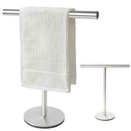Genérico Toallero Vertical en Forma de T | Toallero para Baño Manos Acero Inoxidable | Base Antideslizante | Uso en Cocina, Baño y Tocador | Estilo Minimalista (Plata)