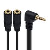Poyiccot 3.5mm AUXケーブル2分配 オーディオケーブル L字型 3.5mm 延長ステレオオーディオ(オス)⇔3.5mmステレオ(メス) Y字 分岐 ケーブル