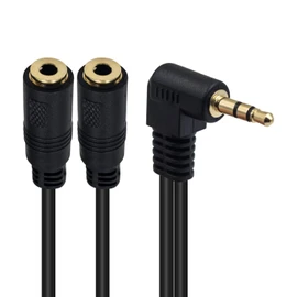 Poyiccot 3.5mm AUXケーブル2分配 オーディオケーブル L字型 3.5mm 延長ステレオオーディオ(オス)⇔3.5mmステレオ(メス) Y字 分岐 ケーブル