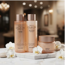 Tony Moly Triple Collagen Total Tension 3 Piece Set Toner Emulsion Cream / 토니모리 트리플 콜라겐 토탈 텐션 3종 세트 토너 에멀젼 크림