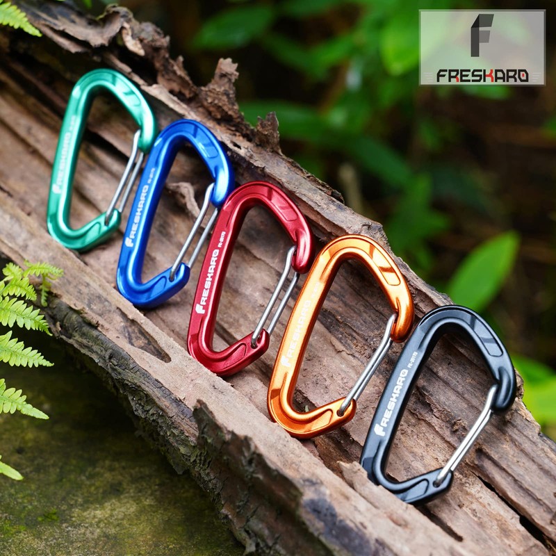 FresKaro 5pcs Carabiner Clips, caribeener clip Heavy Duty, Small Sturdy