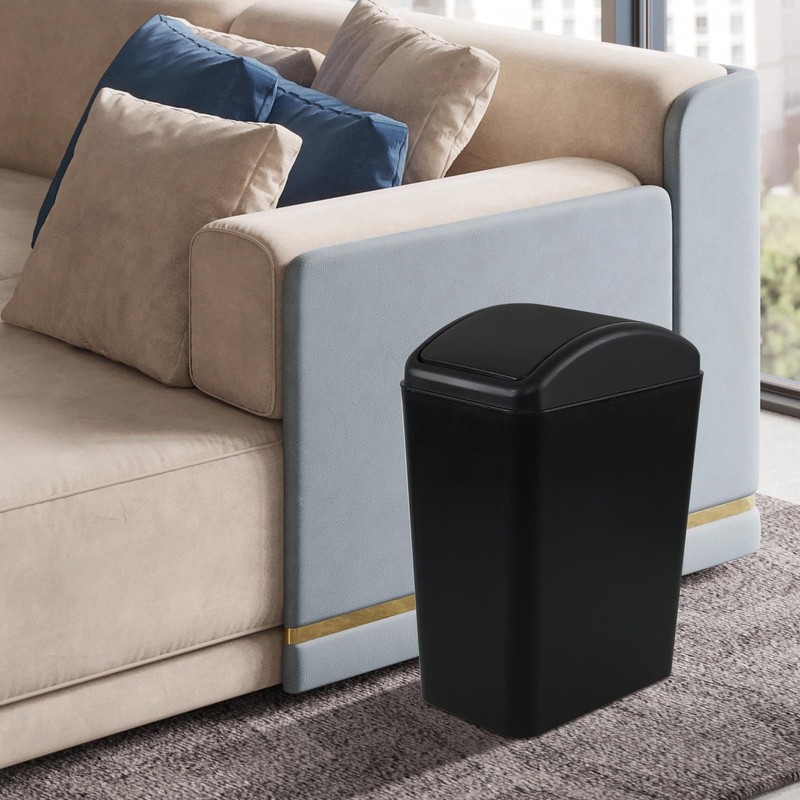 Afromy 15L Plastic Swing Top Trash Can, Slim Garbage Can