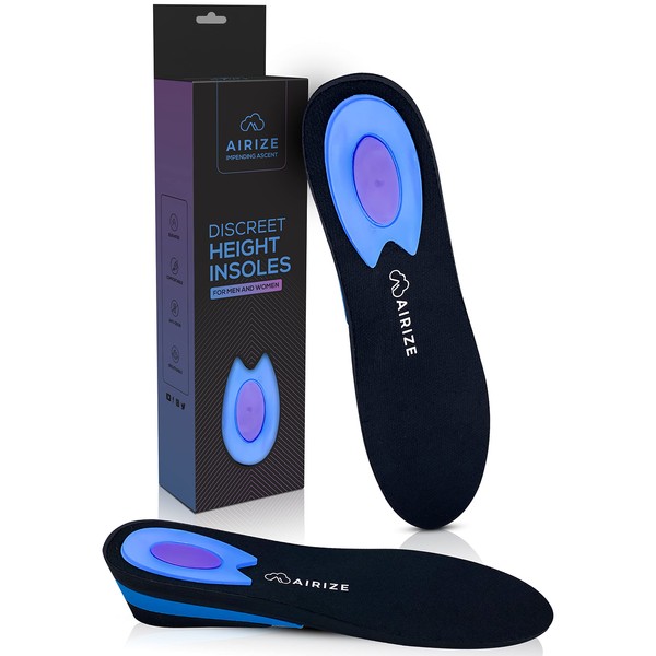 Airize - Height Increase Insoles for Men, Shoe Inserts to Make You Taller, Reduced Midsole Thickness, Wide Heel, Anti-Squeak Materials