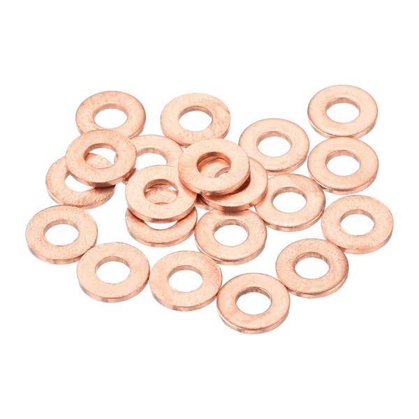 sourcing map 22 Pcs Flat Copper Washers, 4x9x1mm Copper Upgraded