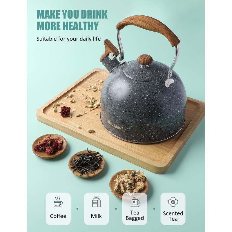 Tea Kettle, BELANKO 85 OZ / 2.5 Liter Whistling Tea