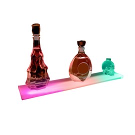 Kipokalor LED Lighted Liquor Bottle Display Shelf, 24inch LED Bar Shelves for Liquor, Lighted Liquor Bottle Shelf for Home/Commercial Bar, Acrylic Lighted Bottle Display.