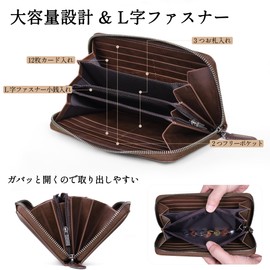 VISOUL Long Wallet Genuine Leather Men's Leather 12 Card Slots Coin Pocket Bill Compartment Anti-skimming Wallet Popular Brand Men's Long Wallet Multifunctional Wallet Gray [Parallel Import], duck